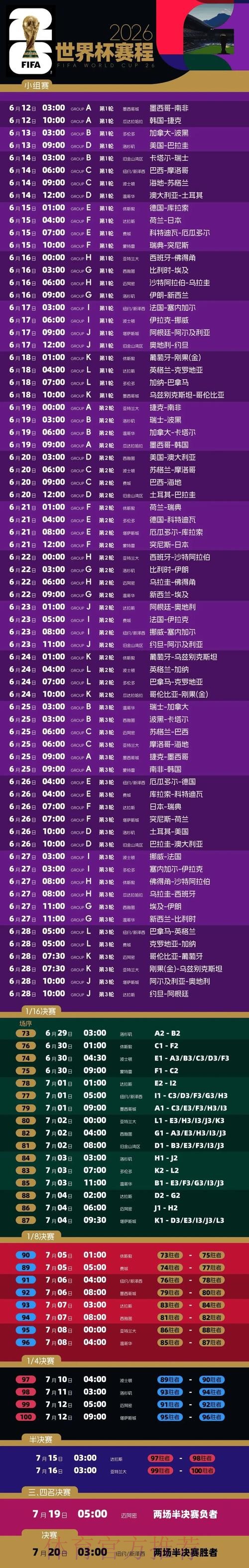 2026世界杯赛程最新实时赛程怎么看 2026世界杯赛程最新实时赛程怎么看